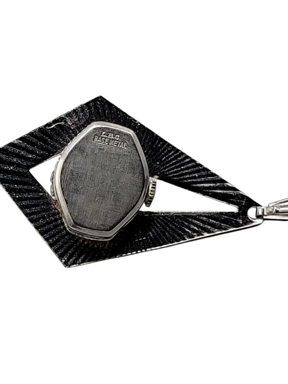 Schiaparelli Pendant Watch Vintage Rhinestone Cluster Top Silver Tone Rare Find